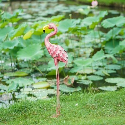 Outdoor Metal Pink Flamingo Lawn Ornaments Decorative Garden Decor