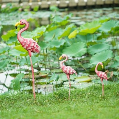 Outdoor Metal Pink Flamingo Lawn Ornaments Decorative Garden Decor