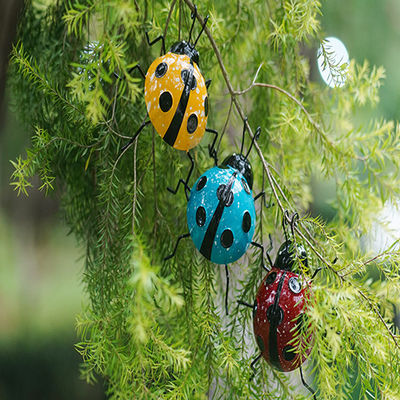 Ladybug Metal Yard Ornaments Decor Waterproof And Recyclable