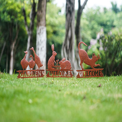 Animal Garden Ornament Metal Garden Stake Decor Silhouette Statues