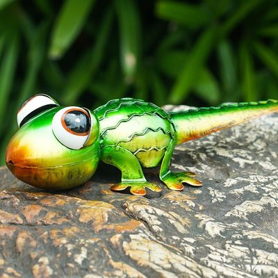 Animal Metal Lizard Yard Art Outdoor Decor Creative Design Multicolor