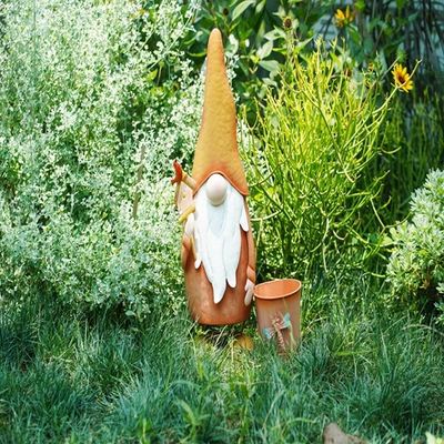 Metal Garden Ornaments Spring Brights Gnome Garden Statuary With Planter