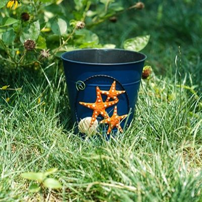 Round Flower Pot Metal Garden Ornaments Decorative Mediterranean Style