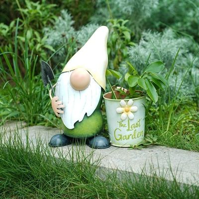 Gnome Planter Metal Yard Ornaments For Garden Outdoor Multiple Design
