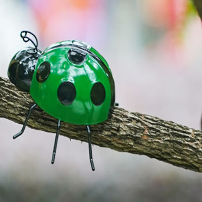 Outdoor Metal Ladybug Yard Art Animal Metal Garden Wall Decor