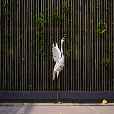 Creative Metal Crane Bird Lawn Art Lifelike And Weatherproof
