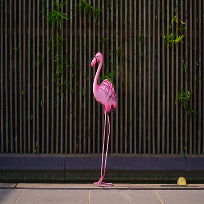 Outdoor Pink Flamingo Metal Yard Art / Metal Flamingo Garden Stake