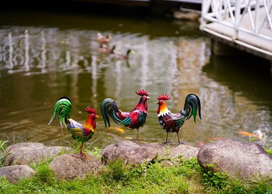 Decorative Metal Rooster Decor Outdoor Metal Rooster Yard Art
