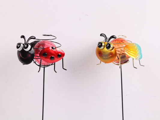 Outdoor Solar Garden Ornament With LED Light Bees Butterflies Ladybugs