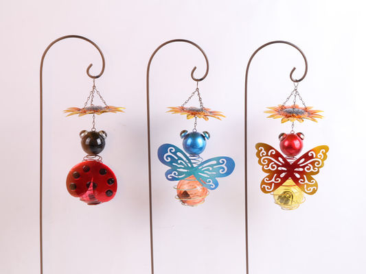 Outdoor Solar Garden Ornament With LED Light Bees Butterflies Ladybugs