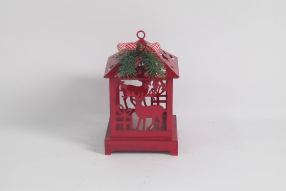 Customized Metal Christmas Lanterns Decoration Red
