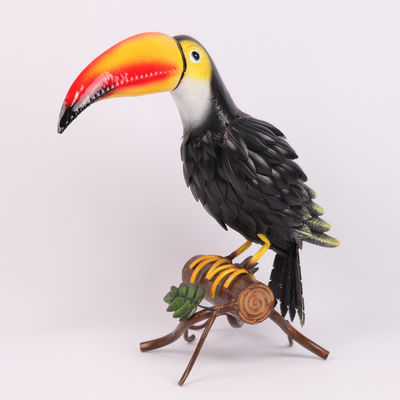 Metal Toucan Blue Bird Garden Ornament with Nature-Inspired Decoration