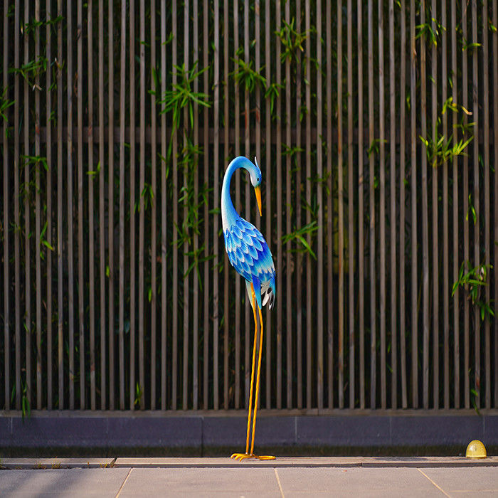 Custom Metal Crane Lawn Ornaments Outdoor Metal Bird Figurines
